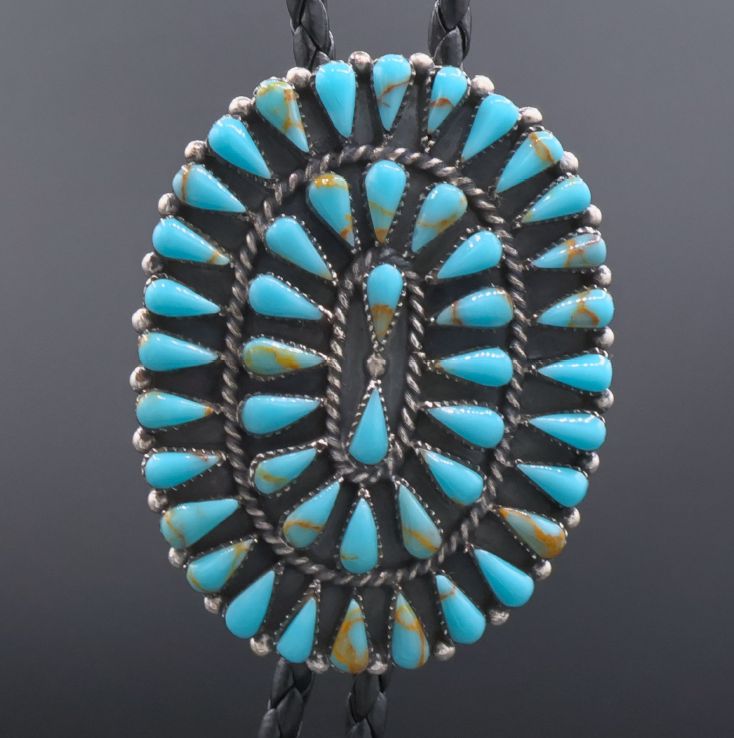 Sterling Silver Bolo Tie “Greener” Turquoise