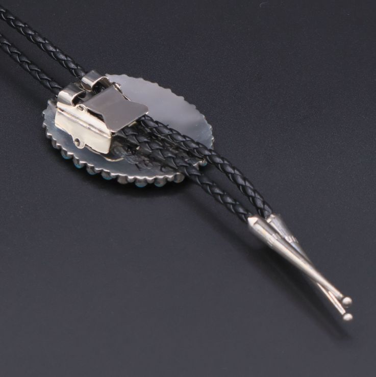 Sterling Silver Bolo Tie “Greener” Turquoise