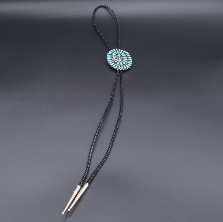Sterling Silver Bolo Tie “Greener” Turquoise